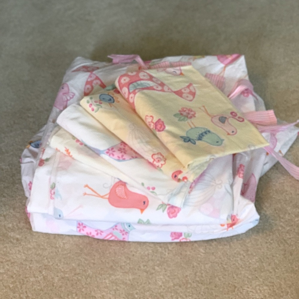Pottery Barn Kids Full Sweet Tweets Birdy sheet set - EUC